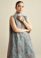 3-PC Unstitched Digital Printed Chiffon Coco By Zara Shahjahan | Daisy-8A